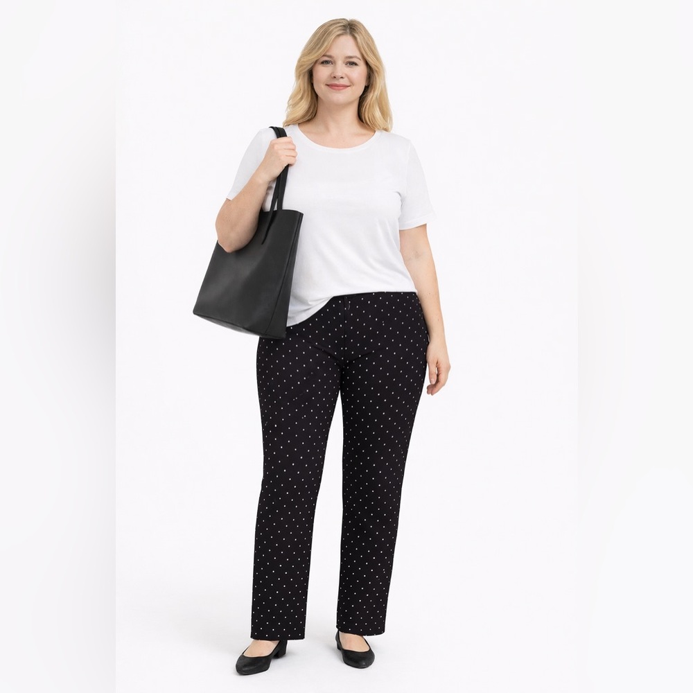Liz Claiborne Black and White Polka Dot Straight Leg Pants